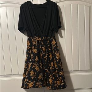 Floral Black and Gold Dress